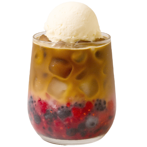 Mix Berry Frozen Sunset with coffee and ice cream – Shanil Juice Bar Berlin, Europaplatz 10557