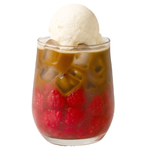 Himbeere Frozen Sunset with coffee and ice cream – Shanil Juice Bar Berlin, Europaplatz 10557
