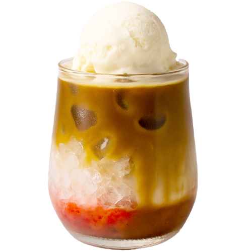 Erdbeere Frozen Sunset with coffee and ice cream – Shanil Juice Bar Berlin, Europaplatz 10557