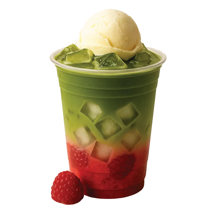Matcha tea mixed with fresh fruit at Shanil Juice Bar Berlin – Europaplatz 10557